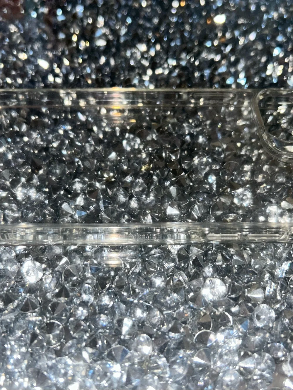 iPhone 15 plus Clear Transparent Crystal-Effect Phone Case - Black/Silver